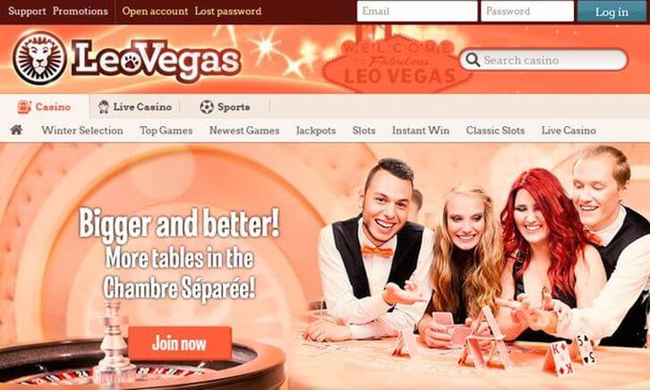 LeoVegas main page